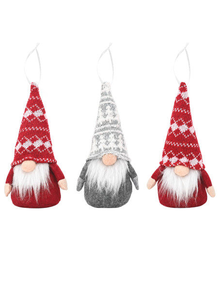 Set di gnomi da seduti 3 pz Rosso e Grigio 10 x 18 cm