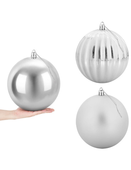 Set di palline di Natale XXL 3 pz Argento Ø 25 cm Plastica