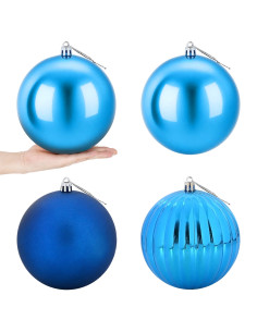 Set di palline di Natale XXL 4 pz Blu Ø 20 cm Plastica 2