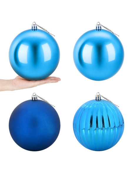 Set di palline di Natale XXL 4 pz Blu Ø 20 cm Plastica