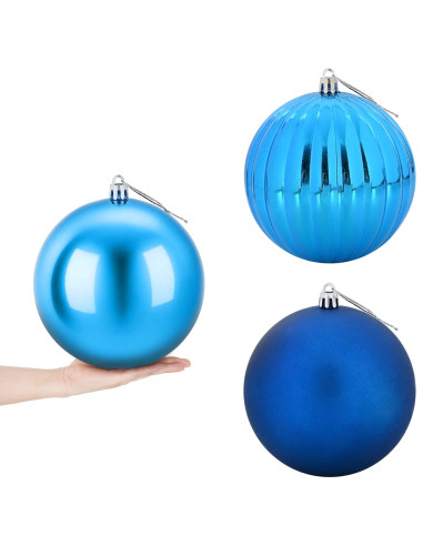 Set di palline di Natale XXL 3 pz Blu Ø 25 cm Plastica