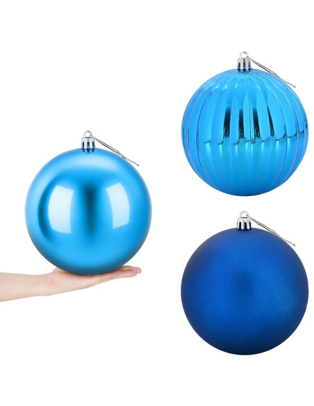 Set di palline di Natale XXL 3 pz Blu Ø 25 cm Plastica