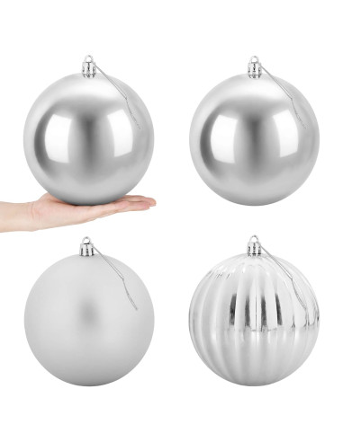 Set di palline di Natale XXL 4 pz Argento Ø 20 cm Plastica