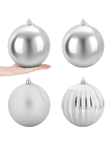 Set di palline di Natale XXL 4 pz Argento Ø 20 cm Plastica