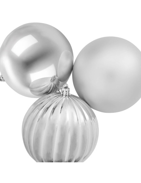 Set di palline di Natale XXL 4 pz Argento Ø 20 cm Plastica