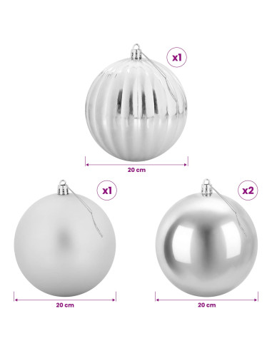 Set di palline di Natale XXL 4 pz Argento Ø 20 cm Plastica