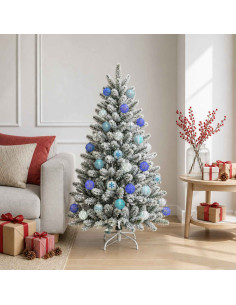 Set di Palline di Natale 30 pz Argento, blu e turchese Ø 6 cm