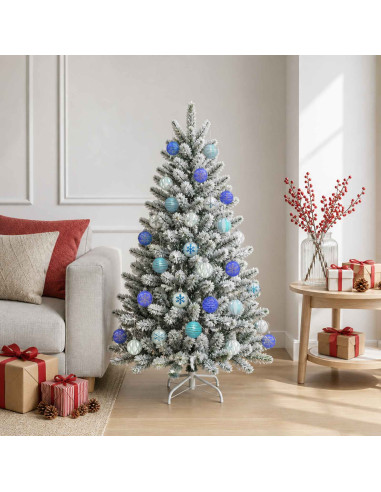 Set di Palline di Natale 30 pz Argento, blu e turchese Ø 6 cm