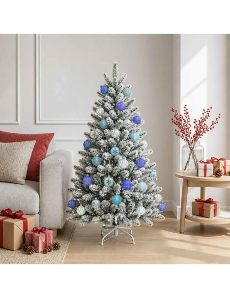 Set di Palline di Natale 30 pz Argento, blu e turchese Ø 6 cm