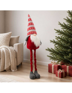 Gnomo di Natale con gambe allungabili Rosso 130 cm Poliestere