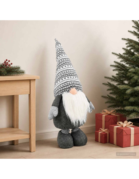 Gnomo di Natale con gambe allungabili Grigio 130 cm Poliestere