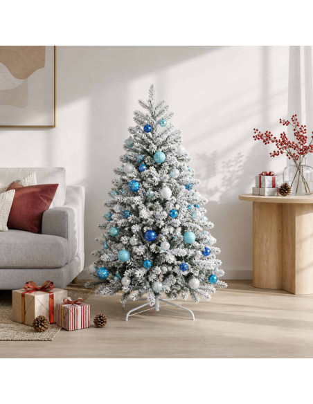 Set di Palline di Natale 88 pz Turchese, blu scuro e bianco