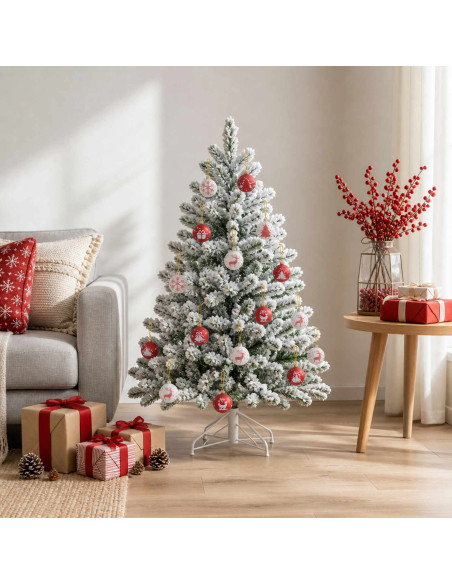 Set di Palline di Natale 32 pz Rosso e Bianco Ø 6 cm Plastica