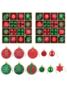 Set di Palline di Natale 88 pz Verde e Rosso Ø 6 cm Plastica 2