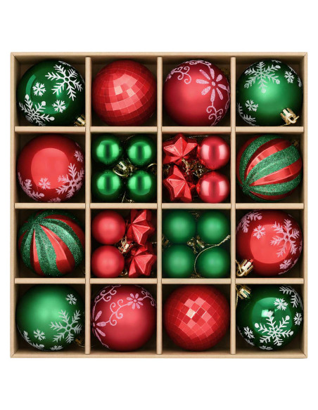 Set di Palline di Natale 88 pz Verde e Rosso Ø 6 cm Plastica