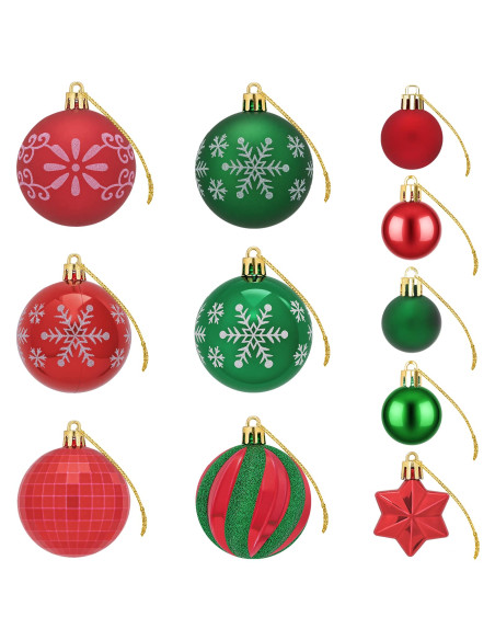 Set di Palline di Natale 88 pz Verde e Rosso Ø 6 cm Plastica