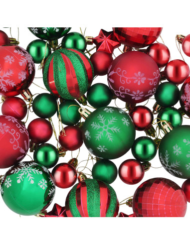 Set di Palline di Natale 88 pz Verde e Rosso Ø 6 cm Plastica