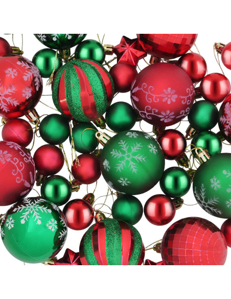 Set di Palline di Natale 88 pz Verde e Rosso Ø 6 cm Plastica