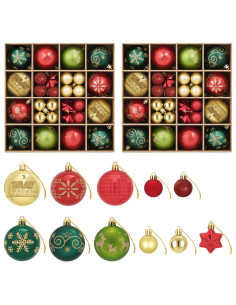 Set di Palline di Natale 88 pz Rosso, oro e verde Ø 6 cm 2