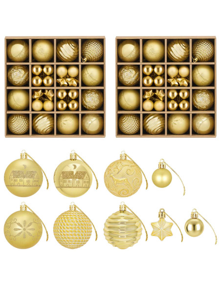 Set di Palline di Natale 88 pz Oro Ø 6 cm Plastica