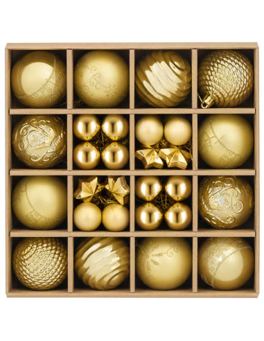 Set di Palline di Natale 88 pz Oro Ø 6 cm Plastica
