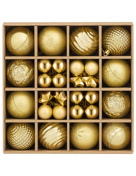Set di Palline di Natale 88 pz Oro Ø 6 cm Plastica