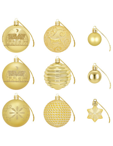 Set di Palline di Natale 88 pz Oro Ø 6 cm Plastica