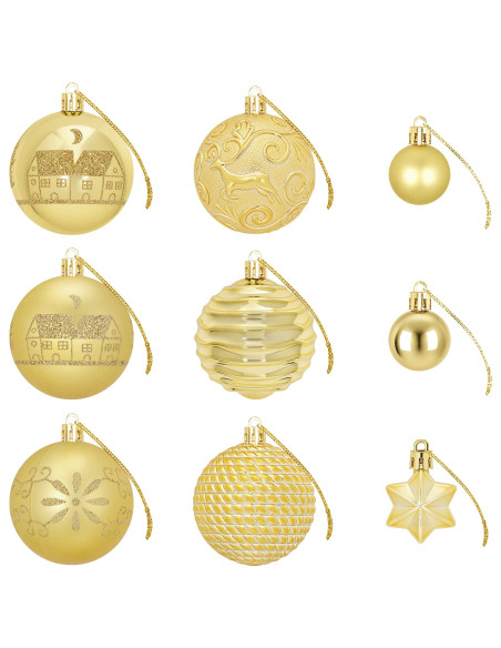 Set di Palline di Natale 88 pz Oro Ø 6 cm Plastica