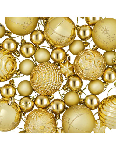 Set di Palline di Natale 88 pz Oro Ø 6 cm Plastica