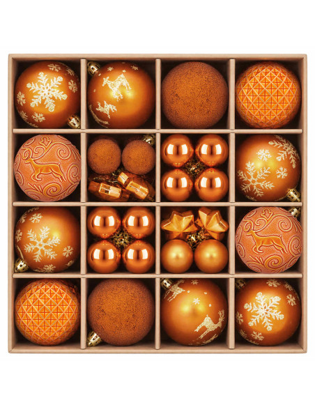 Set di Palline di Natale 88 pz Bronzo Ø 6 cm Plastica