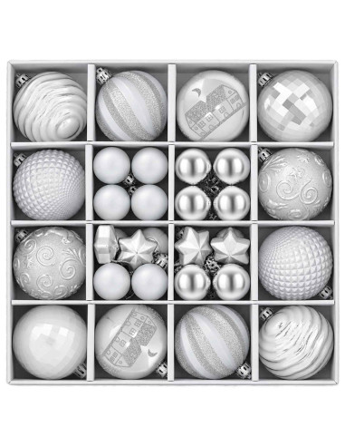 Set di Palline di Natale 88 pz Argento Ø 6 cm Plastica