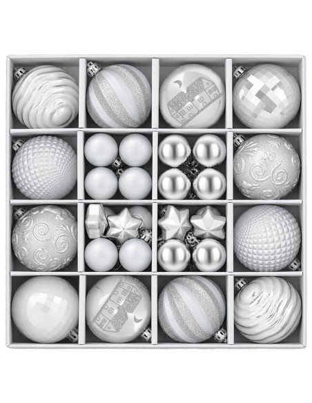 Set di Palline di Natale 88 pz Argento Ø 6 cm Plastica