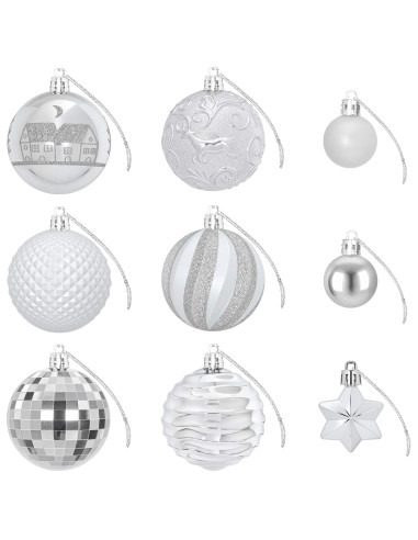 Set di Palline di Natale 88 pz Argento Ø 6 cm Plastica