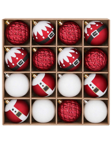 Set di Palline di Natale 32 pz Rosso e Bianco Ø 6 cm Plastica