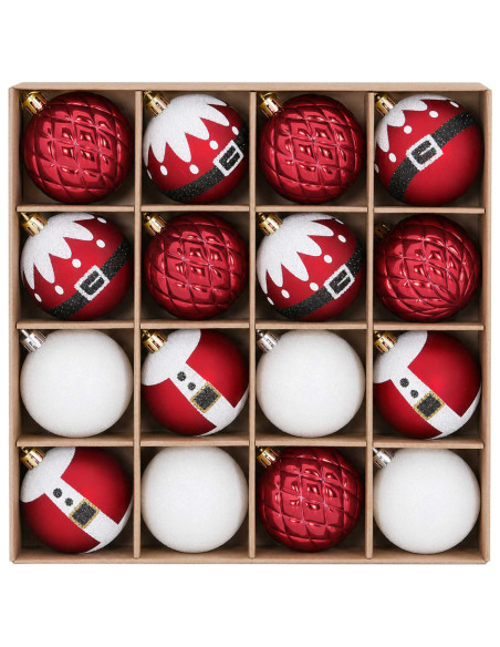 Set di Palline di Natale 32 pz Rosso e Bianco Ø 6 cm Plastica