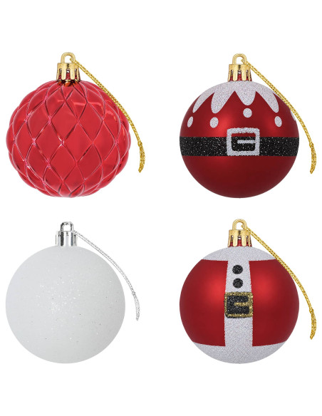 Set di Palline di Natale 32 pz Rosso e Bianco Ø 6 cm Plastica