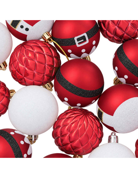 Set di Palline di Natale 32 pz Rosso e Bianco Ø 6 cm Plastica