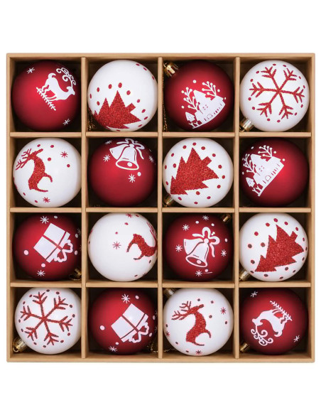 Set di Palline di Natale 32 pz Rosso e Bianco Ø 6 cm Plastica