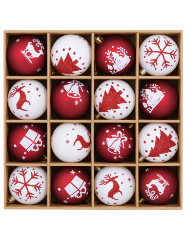 Set di Palline di Natale 32 pz Rosso e Bianco Ø 6 cm Plastica