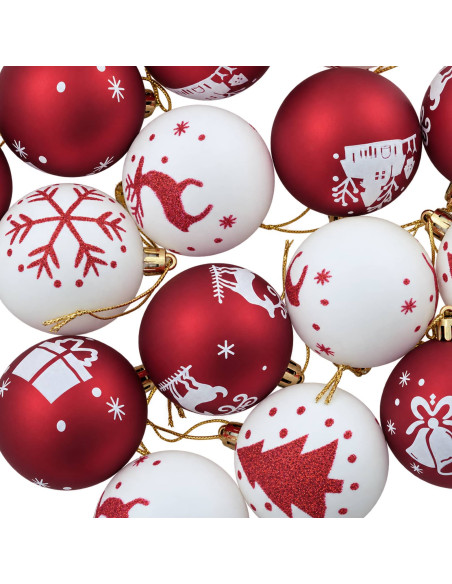 Set di Palline di Natale 32 pz Rosso e Bianco Ø 6 cm Plastica