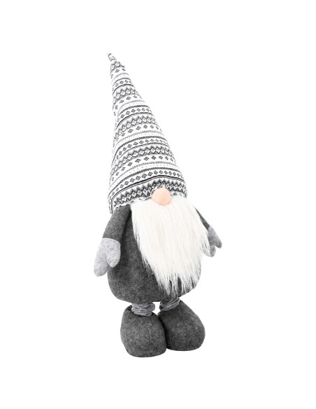 Gnomo di Natale con gambe allungabili Grigio 130 cm Poliestere
