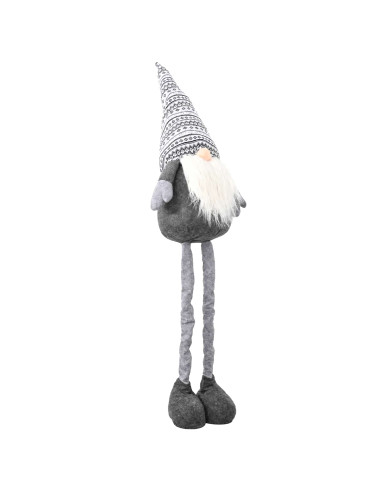 Gnomo di Natale con gambe allungabili Grigio 130 cm Poliestere