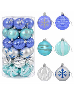 Set di Palline di Natale 30 pz Argento, blu e turchese Ø 6 cm 2