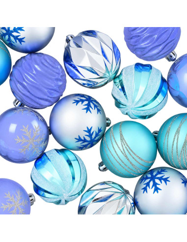 Set di Palline di Natale 30 pz Argento, blu e turchese Ø 6 cm