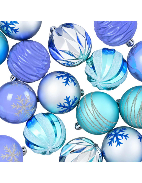 Set di Palline di Natale 30 pz Argento, blu e turchese Ø 6 cm
