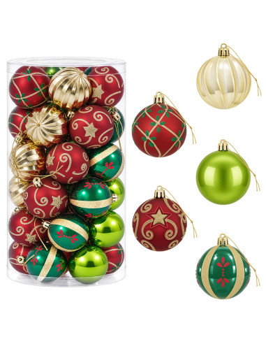 Set di Palline di Natale 30 pz Rosso, verde e oro Ø 6 cm