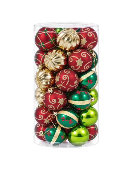 Set di Palline di Natale 30 pz Rosso, verde e oro Ø 6 cm