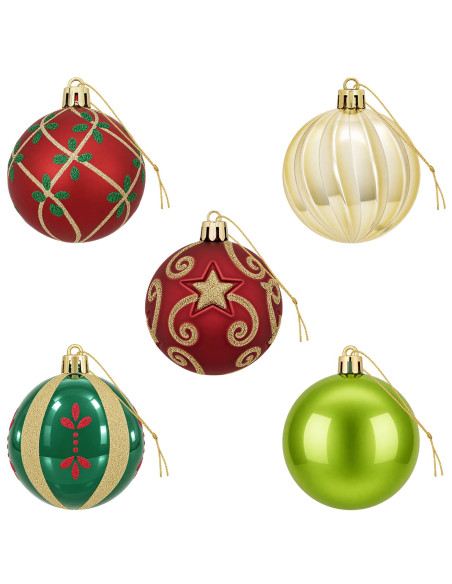 Set di Palline di Natale 30 pz Rosso, verde e oro Ø 6 cm