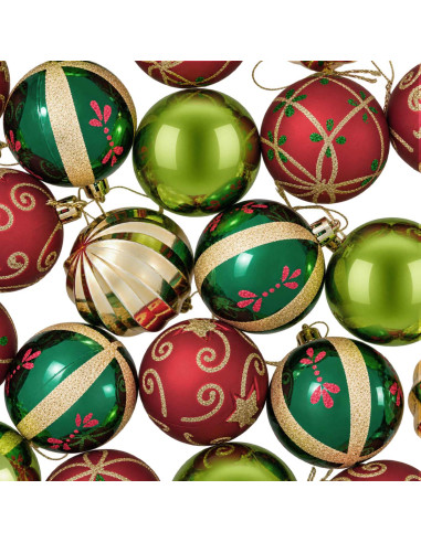 Set di Palline di Natale 30 pz Rosso, verde e oro Ø 6 cm