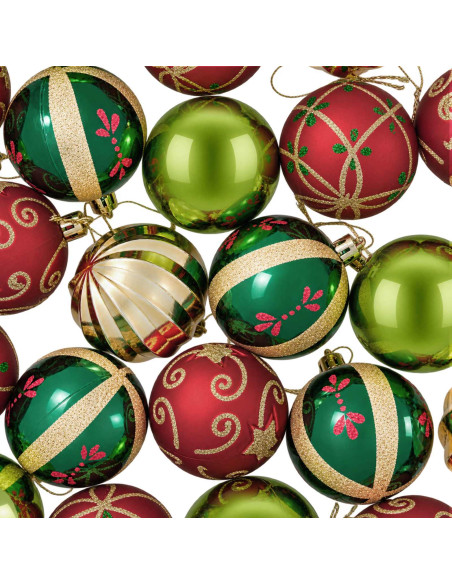 Set di Palline di Natale 30 pz Rosso, verde e oro Ø 6 cm